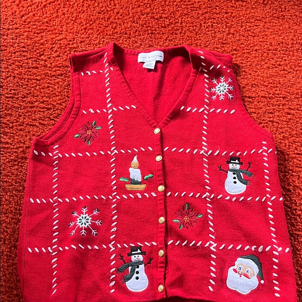 Festive Red Christmas Sweater Vest
